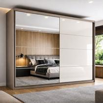 Guarda-Roupa Casal 2 Portas Deslizantes com Espelho 100% MDF Dream Off White/Avelã Guarda-Roupa Casal 2 Portas Deslizantes com Espelho 100% MDF Dream Off White/Avelã