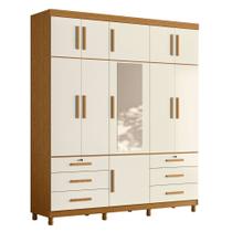 Guarda Roupa Casal 201cm 11 Portas Thony A02 Off/Cinamomo - Mpozenato
