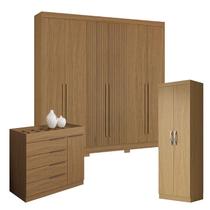 Guarda Roupa Casal 2030230 com Multiuso New 2000192 e Cômoda Sevilha Atacama - Aramóveis