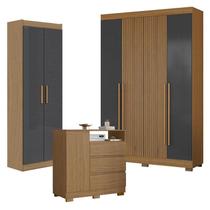 Guarda Roupa Casal 2030240 com Armário Multiuso 2000191 Atacama Grafite e Cômoda 2014143 Atacama - Aramóveis Guarda Roupa Casal 2030240 com Armário Multiuso 2000191 Atacama Grafite e Cômoda 2014143 Atacama - Aramóveis