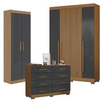 Guarda Roupa Casal 2030240 Com Armário Multiuso 2000191 E Cômoda 2014148 Atacama Grafite - Aramóveis Guarda Roupa Casal 2030240 Com Armário Multiuso 2000191 E Cômoda 2014148 Atacama Grafite - Aramóveis