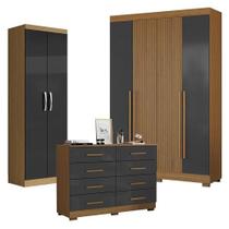 Guarda Roupa Casal 2030240 Com Armário Multiuso 2000192 E Cômoda 2014148 Atacama Grafite - Aramóveis Guarda Roupa Casal 2030240 Com Armário Multiuso 2000192 E Cômoda 2014148 Atacama Grafite - Aramóveis