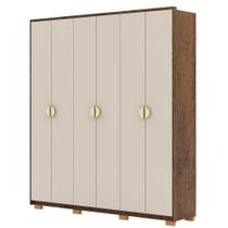 Guarda Roupa Casal 203cm Com 6 Portas Leo Imbuia/Fendi V02 - Mpozenato