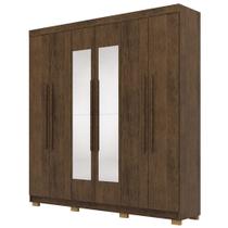 Guarda Roupa Casal 218cm Com Espelho Bolty Imbuia Rústico V02 - Mpozenato