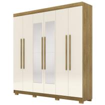 Guarda Roupa Casal 218cm Com Espelho Elegance Nature/Champanhe - Vila Rica