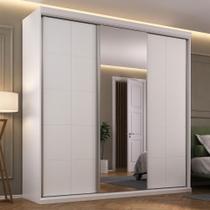 Guarda Roupa Casal 2,19m 3 Portas de Correr c/ Espelho MDF