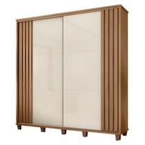 Guarda Roupa Casal 228cm Portas de Correr Monte Carlo RV Móveis Cinamomo Riapado/Off White Guarda Roupa Casal 228cm Portas de Correr Monte Carlo RV Móveis Cinamomo Riapado/Off White