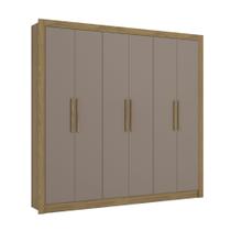 Guarda-roupa Casal 232cm 6 Portas 2 Gavetas Open Kappesberg - Nogueira/Fendi Guarda-roupa Casal 232cm 6 Portas 2 Gavetas Open Kappesberg - Nogueira/Fendi