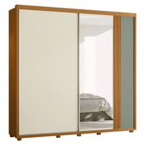 Guarda Roupa Casal 240cm com Espelho Aline Flex A02 Off/Sálvia - Mpozenato