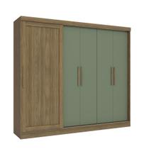 Guarda-roupa Casal 245cm 5 Portas 4 Gavetas Flex Kappesberg - Nogueira/Verde Oliva Guarda-roupa Casal 245cm 5 Portas 4 Gavetas Flex Kappesberg - Nogueira/Verde Oliva
