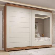 Guarda-Roupa Casal 264cm 2 Portas de Correr com Espelho e Pés 100% MDF Siena Espresso Móveis Off White/Cinamomo Guarda-Roupa Casal 264cm 2 Portas de Correr com Espelho e Pés 100% MDF Siena Espresso Móveis Off White/Cinamomo