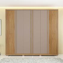 Guarda Roupa Casal 268cm Bravus 6 Portas de Bater com 4 Gavetas MDP Buriti/Fendi G11 - Gran Belo