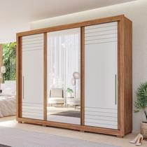 Guarda-roupa Casal 270cm 3 Portas de Correr com Espelho e Pés 100% Mdf Aracruz Espresso Móveis