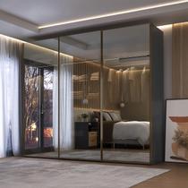 Guarda Roupa Casal 274cm 3 Portas Reflecta com LED 100% MDF