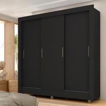 Guarda Roupa Casal 3 Portas 1 Gav Betina Preto Fosco- Moveis Arapongas Guarda Roupa Casal 3 Portas 1 Gav Betina Preto Fosco- Moveis Arapongas
