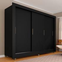 Guarda Roupa Casal 3 Portas 1 Gav Betina Preto Fosco - MOVEIS ARAPONGAS