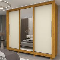 Guarda-roupa Casal 3 Portas 1 Porta Espelhada com Pés Milão Yescasa 100% MDF