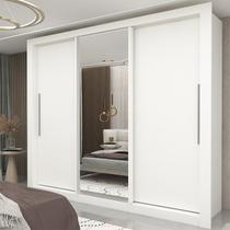 Guarda-Roupa Casal 3 Portas 1 Porta Espelhada Milão 100% MDF Yescasa Branco