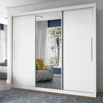 Guarda-Roupa Casal 3 Portas 1 Porta Espelhada Royale 100% MDF Branco/Acetinado