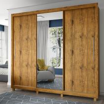 Guarda Roupa Casal 3 Portas 1 Porta Espelho Kit Pé Royale Madeirado - Gelius