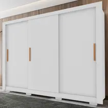 Guarda Roupa Casal 3 Portas 2 Gavetas Com 8 Pés Branco Armo