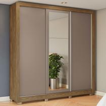 Guarda-Roupa Casal 3 Portas 2 Gavetas com Espelho Nogueira/Fendi Cb1pm570 - Kappesberg Guarda-Roupa Casal 3 Portas 2 Gavetas com Espelho Nogueira/Fendi Cb1pm570 - Kappesberg
