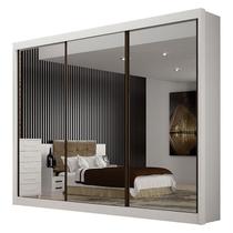 Guarda Roupa Casal 3 Portas 3 Espelhos São Paulo Gold Branco Leifer Móveis