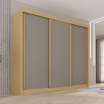 Guarda-Roupa Casal 3 Portas 4 Gavetas 100% MDF Ipanema Cinza/Jequitibá/Granizo - Sallêto Móveis Guarda-Roupa Casal 3 Portas 4 Gavetas 100% MDF Ipanema Cinza/Jequitibá/Granizo - Sallêto Móveis