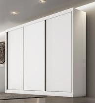 Guarda Roupa Casal 3 Portas 4 Gavetas - Londres-Branco - Móveis Novo Horizonte