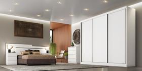 Guarda Roupa Casal 3 Portas 6 Gavetas - Medelim-Branco - Móveis Novo Horizonte