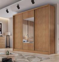 Guarda Roupa Casal 3 Portas 8 Gavetas Com Espelho Arezzo - Móveis Novo Horizonte - Cumaru Guarda Roupa Casal 3 Portas 8 Gavetas Com Espelho Arezzo - Móveis Novo Horizonte - Cumaru