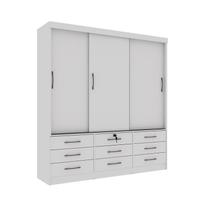 Guarda Roupa Casal 3 Portas 9 Gavetas Chicago Tcil Móveis Branco