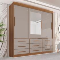 Guarda Roupa Casal 3 Portas 9 Gavetas com Espelho Luana