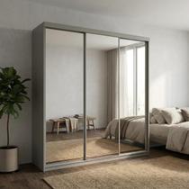 Guarda-Roupa Casal 3 Portas com Espelho 100% MDF Geneve Cinza/Urbi Guarda-Roupa Casal 3 Portas com Espelho 100% MDF Geneve Cinza/Urbi