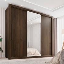 Guarda-Roupa Casal 3 Portas com Espelho Central e 4 Gavetas Costa Rica
