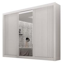 Guarda Roupa Casal 3 Portas com Espelho Milano Branco Leifer Móveis