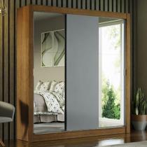 Guarda-roupa Casal 3 Portas Com Espelhos Rustic/Cinza Guarda-roupa Casal 3 Portas Com Espelhos Rustic/Cinza