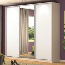 Guarda-roupa Casal 3 Portas Correr 1 Espelho 100% Mdf Rc3001 Noce/branco - Nova Mobile