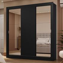 Guarda-roupa Casal 3 Portas Correr 2 Gavetas Preto Sublime