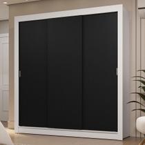 Guarda-Roupa Casal 3 Portas Correr Branco/Preto