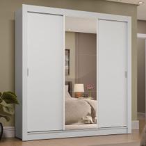 Guarda-roupa Casal 3 Portas Correr Espelho 4 Gavetas Branco