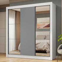 Guarda-roupa Casal 3 Portas Correr Espelhos Branco/cinza Guarda-roupa Casal 3 Portas Correr Espelhos Branco/cinza