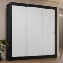 Guarda-Roupa Casal 3 Portas Correr Preto/Branco