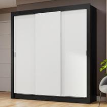 Guarda-roupa Casal 3 Portas Correr Preto/Branco Nobre
