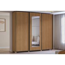 Guarda Roupa Casal 3 Portas de Correr (1 c/ Espelho) e 4 Gavetas c/ Pés CB01T582 Canela - Kappesberg Guarda Roupa Casal 3 Portas de Correr (1 c/ Espelho) e 4 Gavetas c/ Pés CB01T582 Canela - Kappesberg