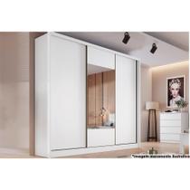 Guarda Roupa Casal 3 Portas de Correr (1 c/ Espelho) e 8 Gavetas Arezzo/Medelim Neve - Novo Horizonte Guarda Roupa Casal 3 Portas de Correr (1 c/ Espelho) e 8 Gavetas Arezzo/Medelim Neve - Novo Horizonte