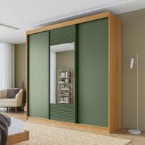 Guarda-roupa Casal 3 Portas de Correr 1 Porta com Espelho Samambaia CabeCasa MadeiraOriginals