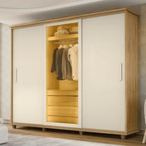 Guarda-roupa Casal 3 Portas de Correr 1 Porta com Vidro Reflecta com Led 4 Gavetas Portugal