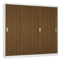 Guarda-roupa casal 3 portas de correr 100% mdf 5393 branco/imbuia - foscarini