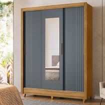 Guarda-roupa Casal 3 Portas de Correr 2 Gavetas com Espelho e Pés Bolívia